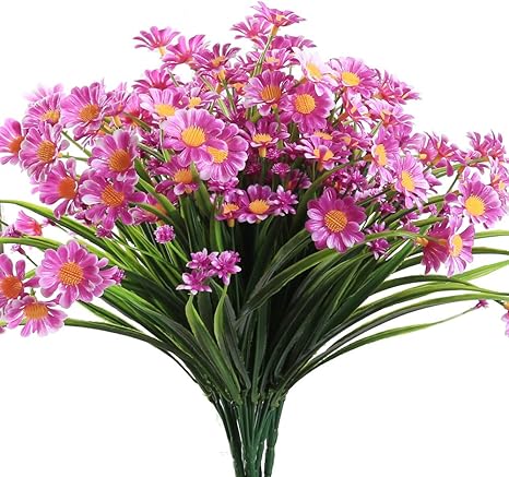 8pcs 36cm Artificial Flower Chrysanthemum Little Daisy Flowers Uv Protection Shrubs Green Stems Eucalyptus Small Lotus Flowers For Home Farmhouse Garden Wedding Indoor Outdoor Pink Amazon Ca Home Kitchen