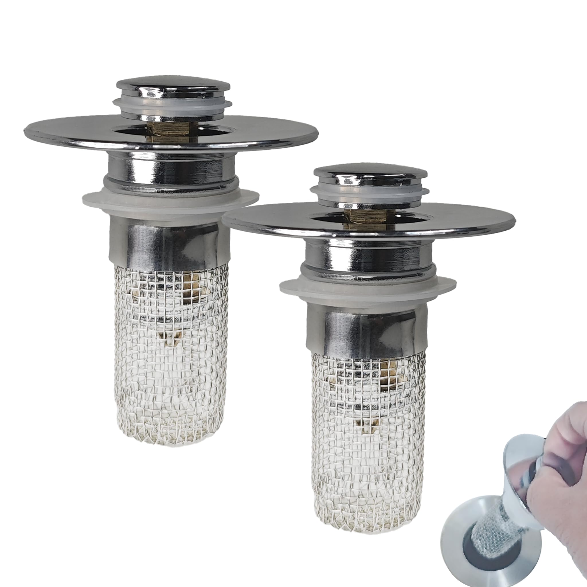 Photo 1 of 2 Pack Pop-Up Sink Stopper, Hair Catcher Drain Strainer with Copper Core, Universal Bathroom Sink Drain Plug for 1.06“-1.50“, Leak-Proof & Easy Installation