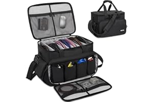 IBVIVIC Cable File Gig Bag with Inside Padded Bottom and Detachable Dividers, DJ Bag with Multiple Pockets for 14'' Laptop So