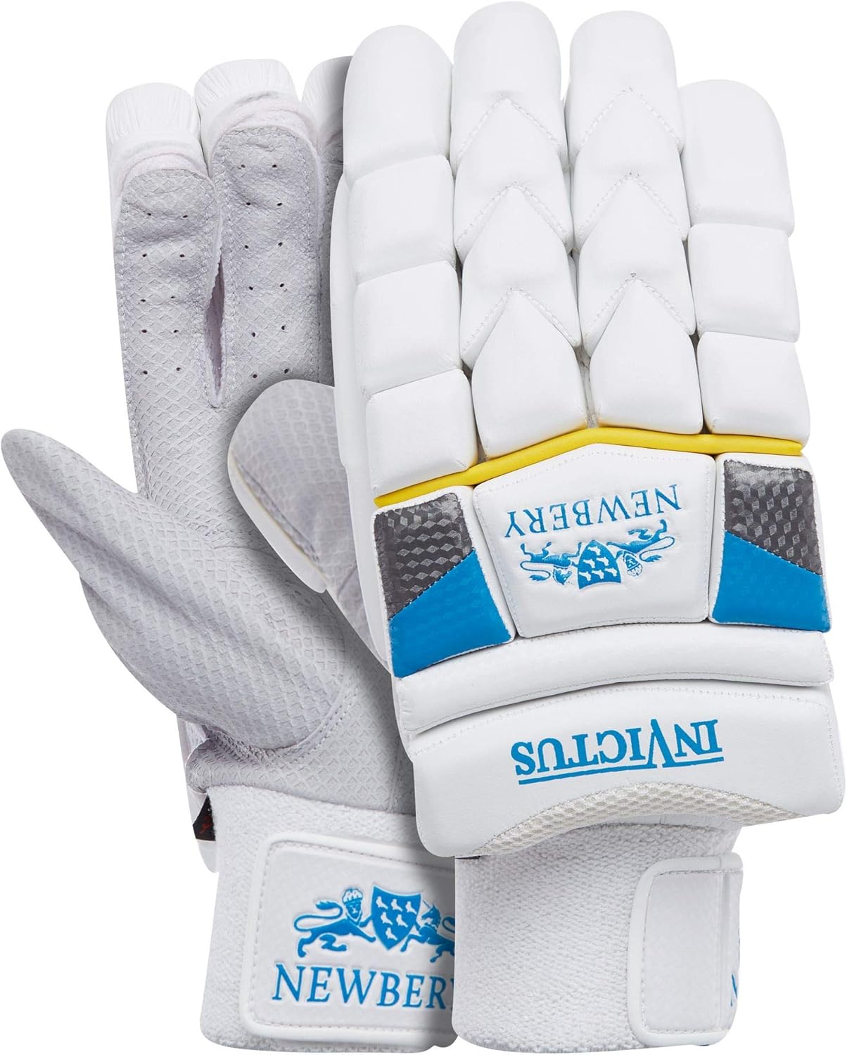 White/Blue Newbery Cricket UnisexYouth Invictus Batting Gloves Small Senior Batting Gloves