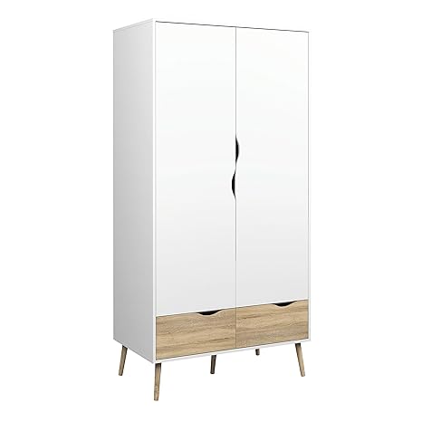 Furniture To Go Oslo Wardrobe 2 Doors 2 Drawers In White And Oak