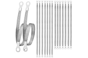16 Pcs Ground Straps, 10/12 Inch Universal Automotive Braided Copper Ground Strap, Engine Ground Strap Kit with Terminal Plug
