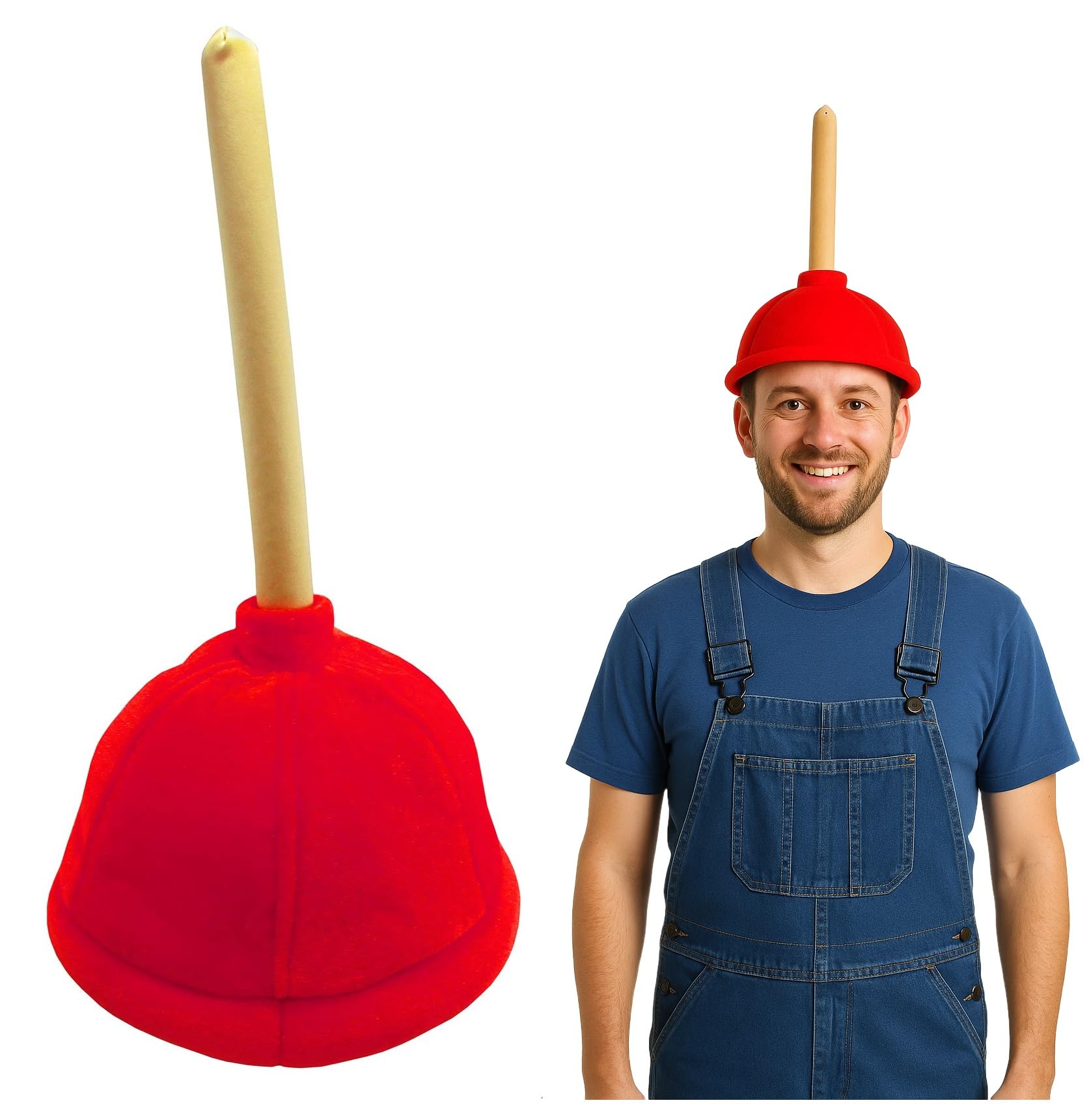 Photo 1 of Nicky Bigs Novelties Funny Prank Red Toilet Plunger Hat - Retirement Party Hats - Plumber Costume Accessories - Over The Hill Party Supplies