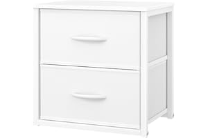 DAOUTIME Stackable Storage Drawers, White Closet Organizer with Wooden Top & Metal Frame, Closet Storage Drawers for Clothes, Freestanding or Stackable Dresser for Bedroom, Living Room, Under Bed
