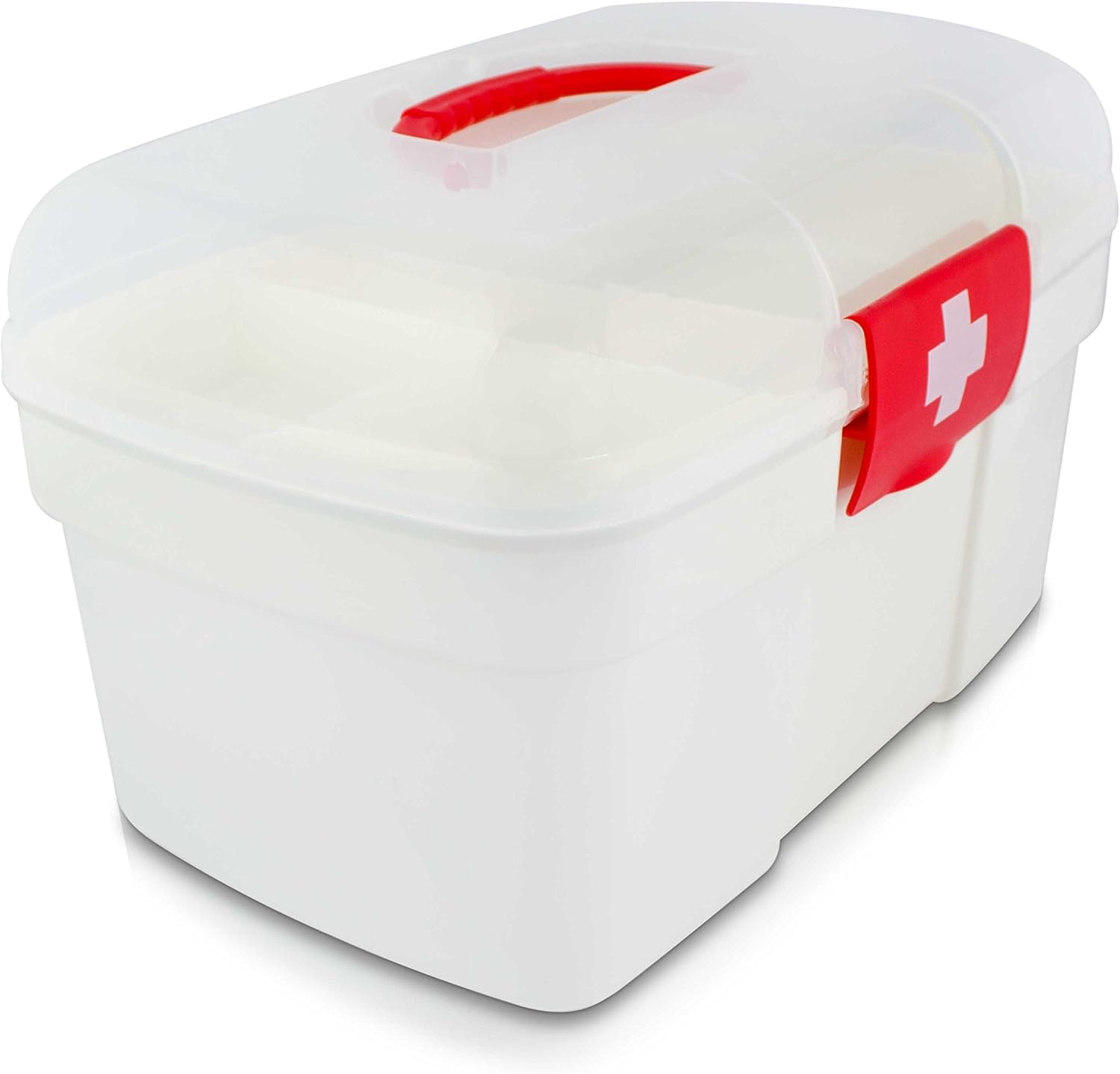 Grinscard Medizinkoffer Tragbar mit Einlegefach - 27 x 18 x 17 cm - Medizinbox Medikamente Aufbewahrung und Transport