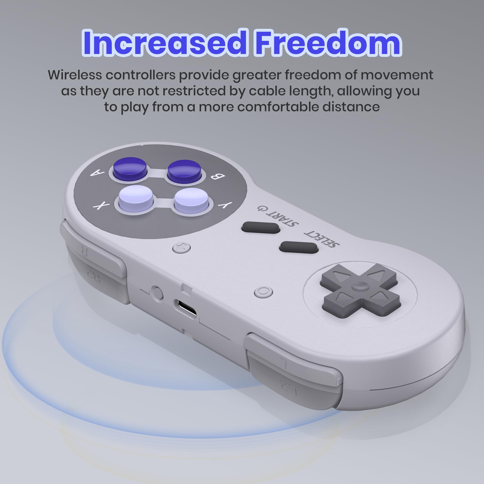 2.4 GHz Wireless SNES Switch Online Controller, USB Receiver, Compatible with Switch/Switch OLED, PC, Mac OS, Android, Steam Deck, Raspberry Pi (Rechargeable) (Plug and Play) (2 Pack) Purple