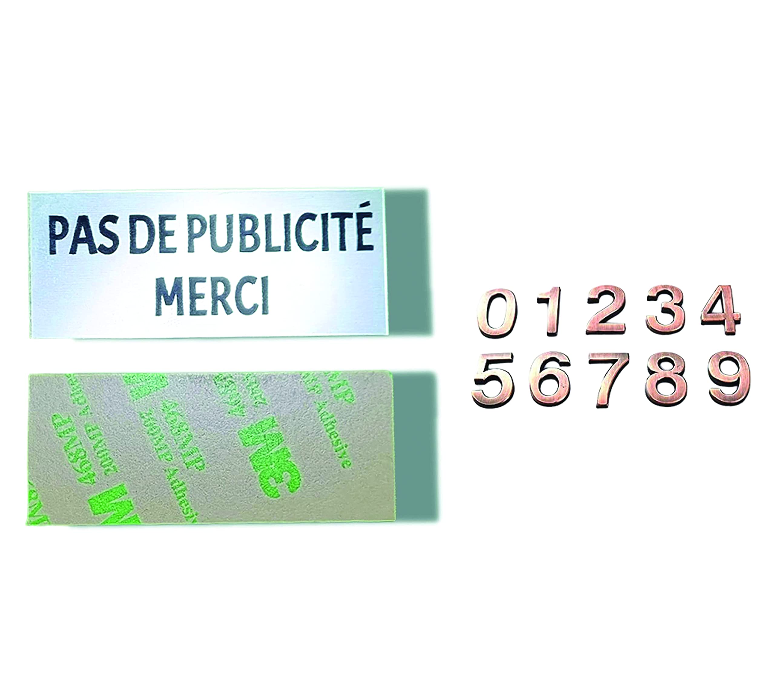 PARENCE. - 2 Piece Kit Useful for the Home/Plaque No Pub + Door Number Copper Colour (Number 0)