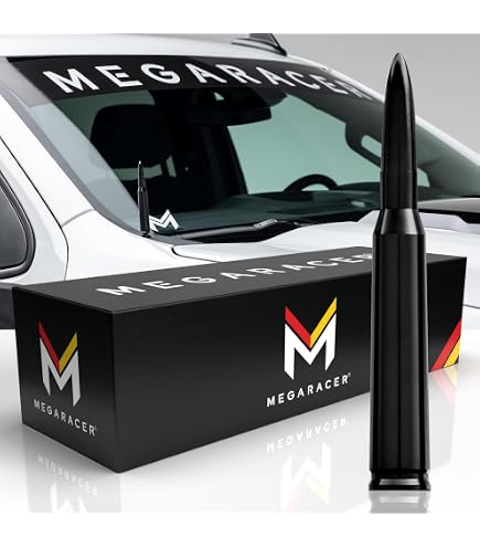 VMS RACING AR-15 M4 M16 Black 50 Cal Caliber Bullet Antenna Anti -Theft And Reception Booster Heavy Gauge CNC Billet Aluminum Short Compatible With Jeep Gladiator JT