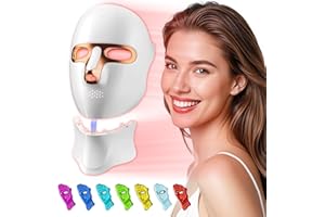tinkoola Red Light Therapy Mask for Face & Neck, LED Face Light Therapy,USB C Rechargeable,Infrared Mask for Home Working Travel Yoga (White Gold)