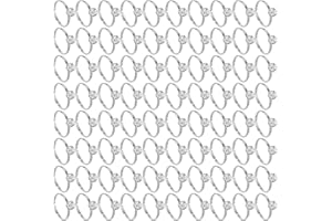 SHENLIU 80 Pieces Fake Rings, Silver Diamond Engagement Rings, Plastic Ring for Bridal Shower for Bridal Shower Party Wedding Table Decorations Cupcake Toppers