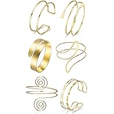 Vieyomn 6 Pcs Golden Arm Cuff Upper Band Bangle Bracelet for Women Adjustable Armlet Set Arm Cuff Bracelet