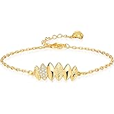 MTMY Gold Bracelet for Women 14K Gold Plated Dainty Bracelets with Adjustable Chain Handmade Minimalist Bar Bracelet Gold Jewelry