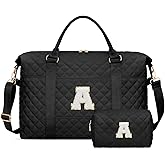 Gifts for Women, Initial Travel Duffle Bag, Personalized Weekender Overnight Bags, Monogram Sport Gym Carry On Bags with Wet Pocket(Black,A)