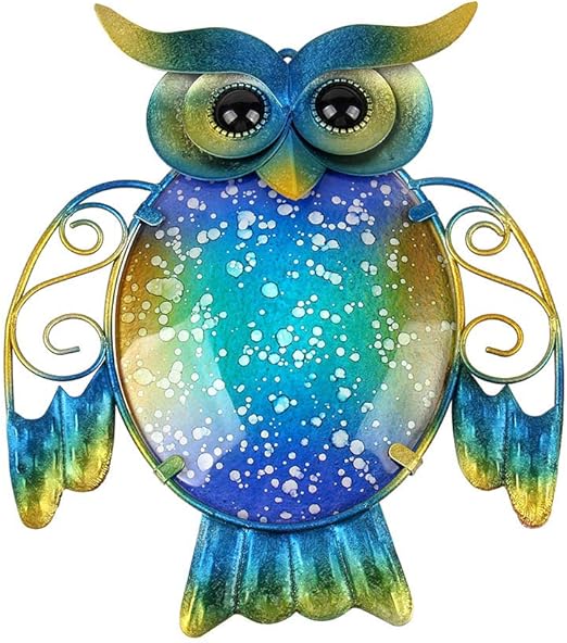 Liffy Metal Owl Wall Art Outdoor Decorations Colorful Garden