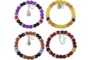 GINAZL Five Night at Freddy Bracelets FNAF Bracelet,4 pcs Freddy Bonnie Chica Foxy Bracelet FNAF Stuff Merch Valentins Day Gifts for Teen Horror Movie Gifts