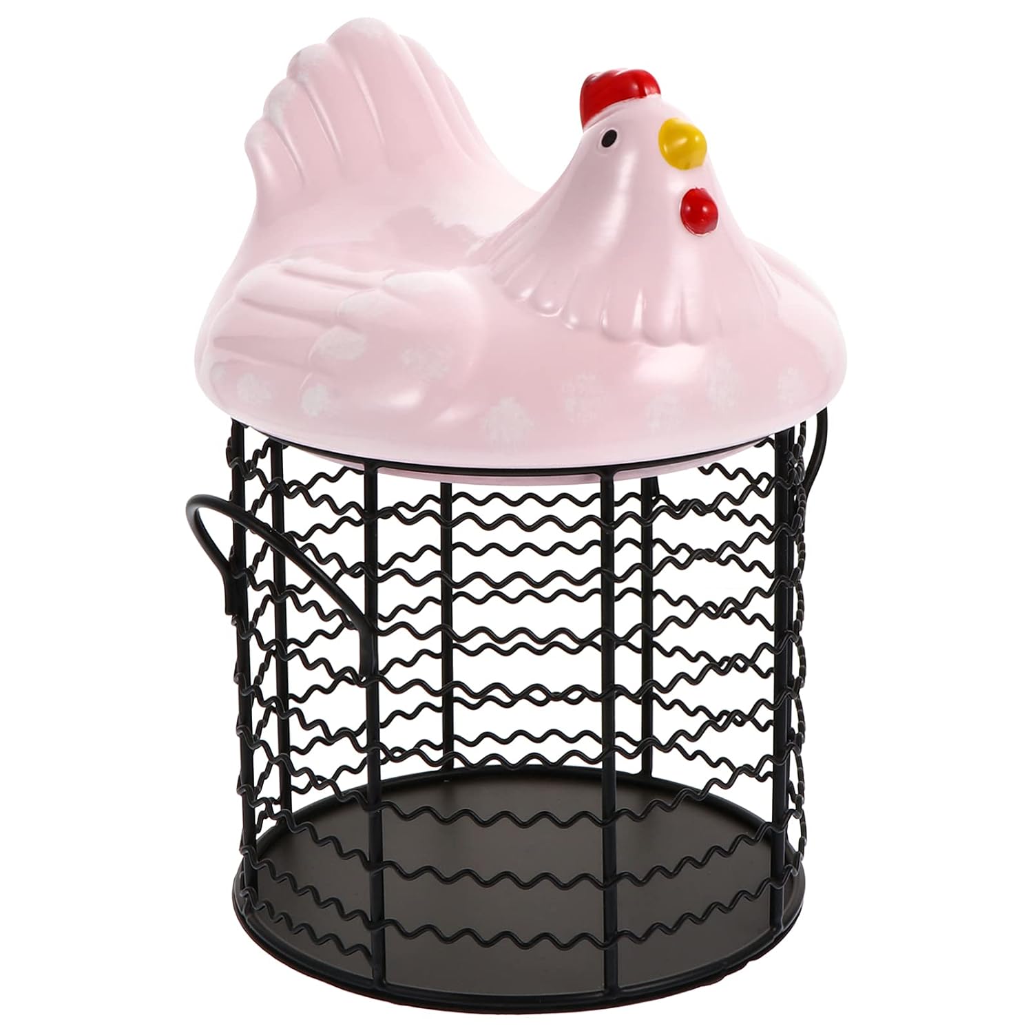Buy UPKOCH Ceramic Chicken Egg Holder Creative Iron Eggs Basket Wire