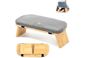 Estleys Meditation Bench, Bamboo Meditation Stool, Folding Kneeling Meditation Bench, Seiza Prayer Bench, Prayer Bench with Meditation Cushion, Kneeling Stool (Grey & Big)
