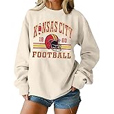 MOUSYA Football Season Sweatshirt Women Game Day Sweatshirt Sunday Funday Pullover Tops