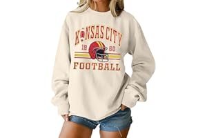 MOUSYA Football Season Sweatshirt Women Game Day Sweatshirt Sunday Funday Pullover Tops