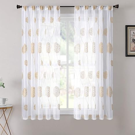 tollpiz cortinas transparentes con diseno de flores color beige bordado para dormitorio cortina de gasa de lino con textura para sala de estar