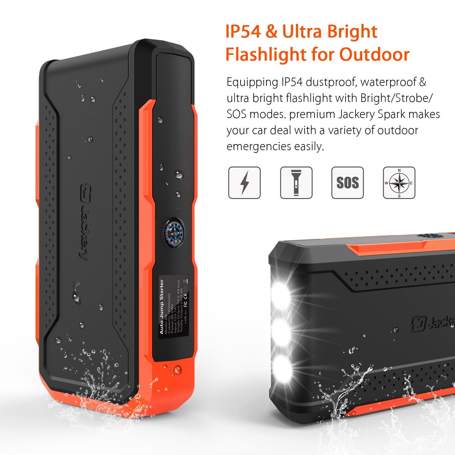 Car Jump Starter Jackery New Spark 800A Peak 18000mAh Portable External