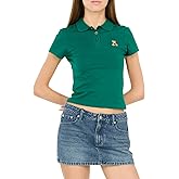 Forever 21 Womens Short Sleeve Fitted Stretch Tee with Button Placket