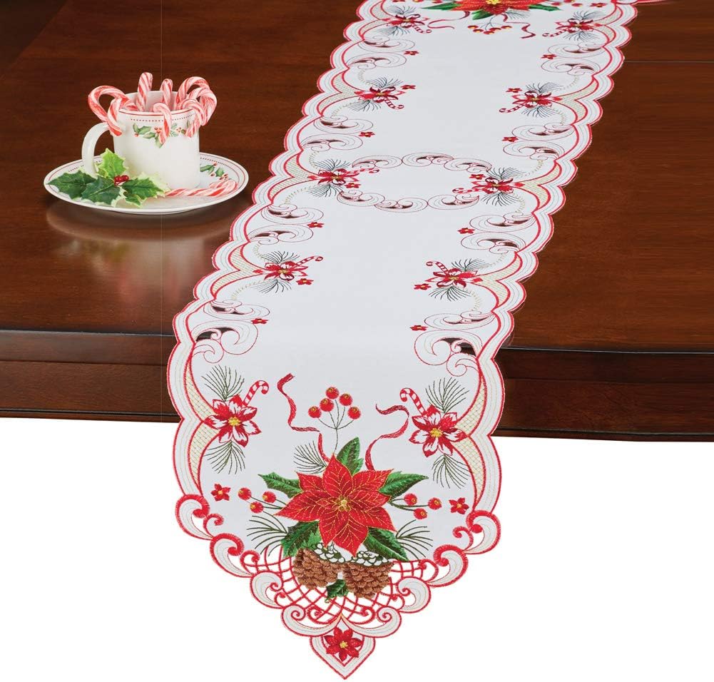 Best candy cane design christmas holiday table runner