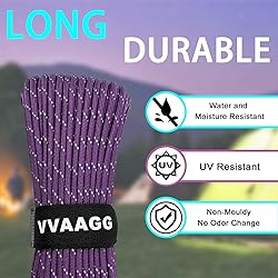 VVAAGG Reflective Paracord Rope 100FT, 7 Strand