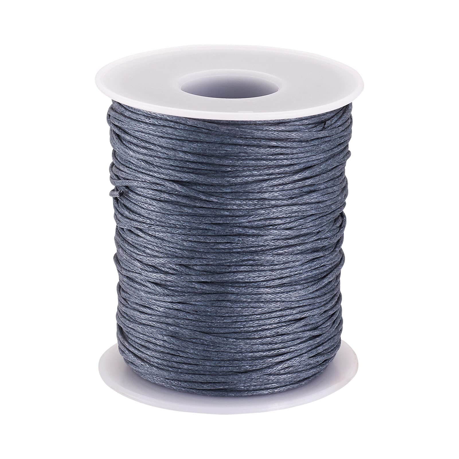 PandaHall 100 Yards/Roll Braided Cotton Cord 1mm Waxed Cotton Cord String for DIY Jewelry Making(Gray)