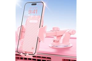 VICSEED Pink Phone Holder for Your Car [Sturdy & Durable] [Powerful Suction] Dashboard Windshield Air Vent Car Phone Holder Hands Free Phone Mount for Car for iPhone Android, Pink Car Accessories
