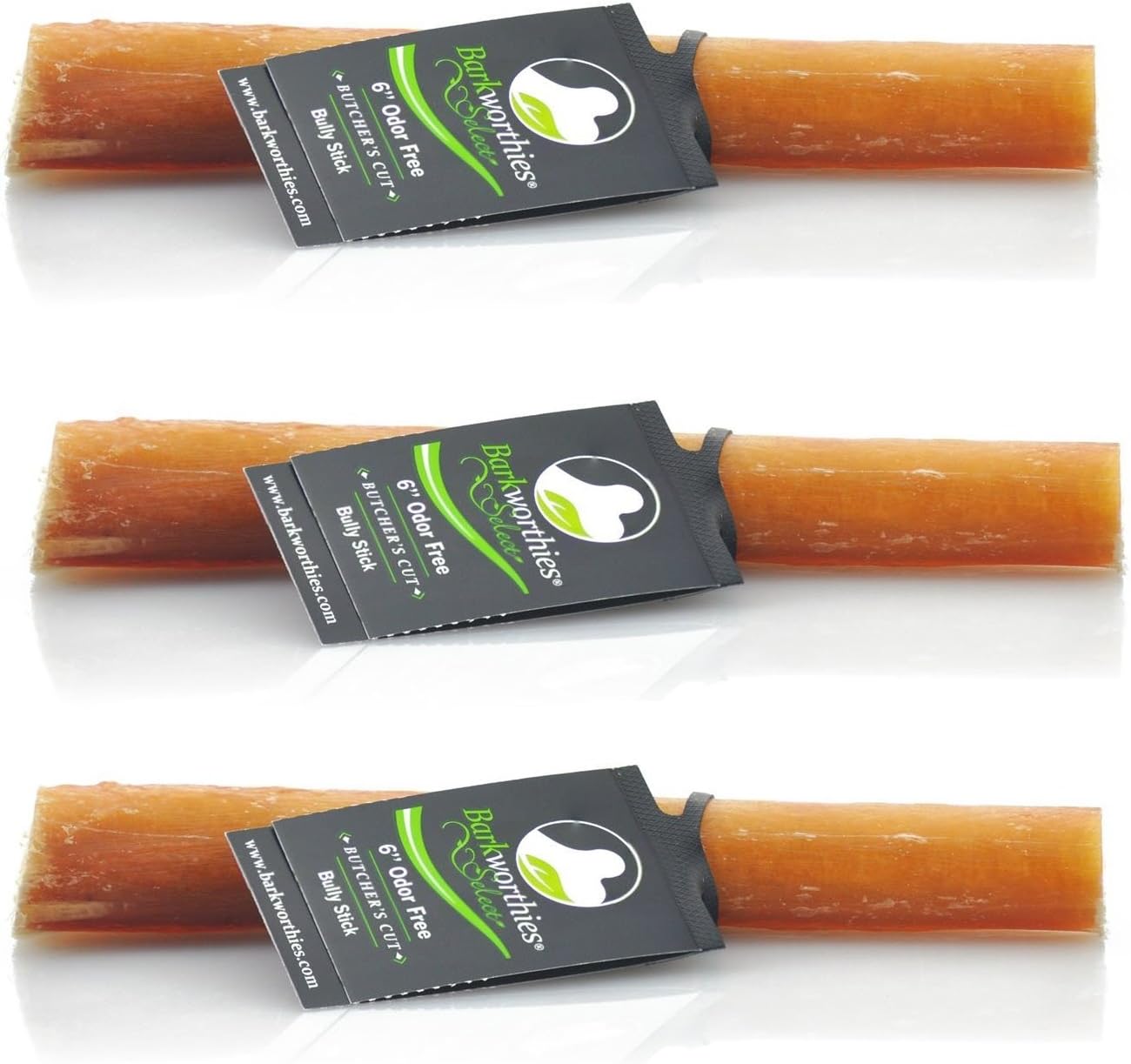 Barkworthies Bully Stick Odor Free 6" Select Butcher's Cut (3 Pack) Pet Supplies