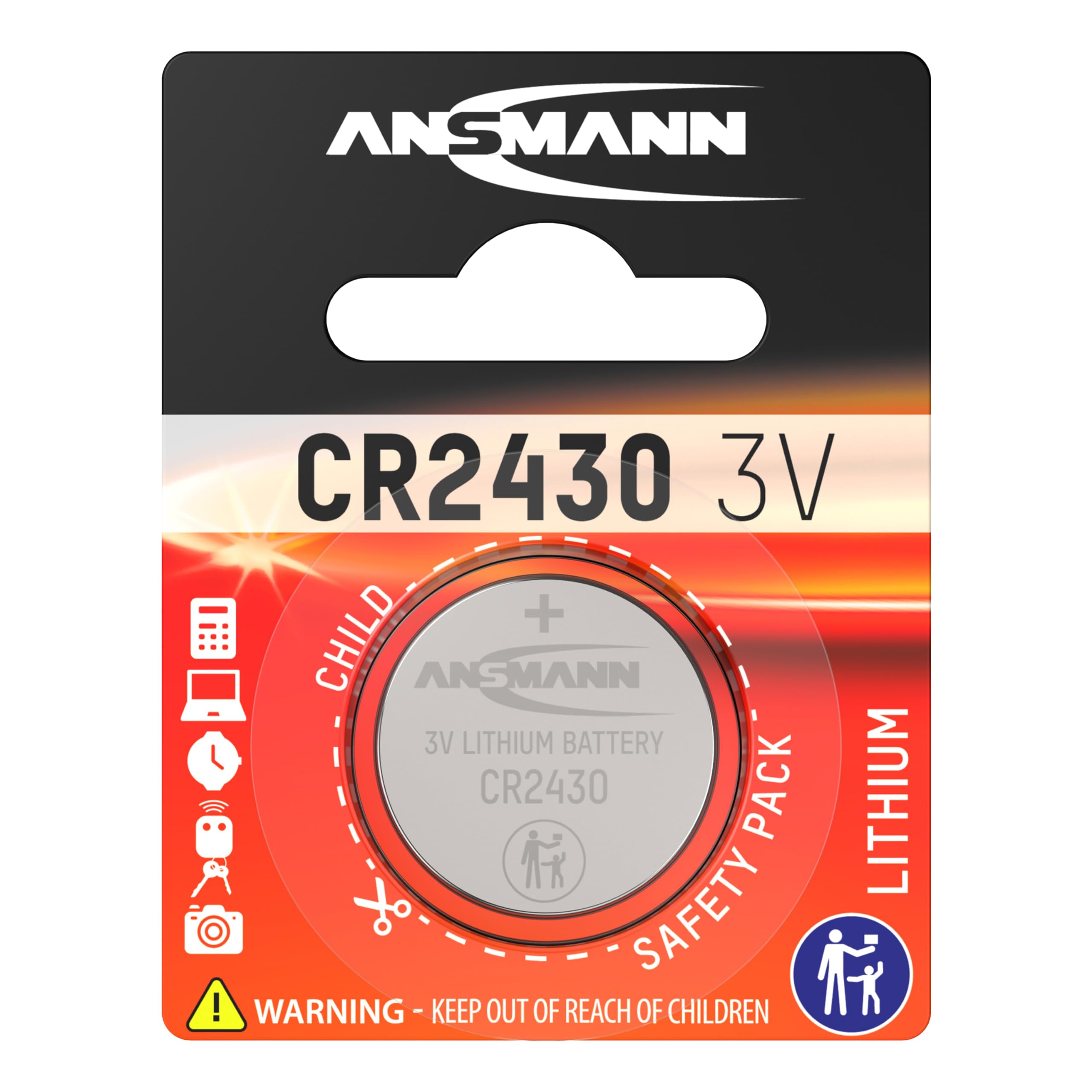 Ansmann CR2430 Coin Battery [Pack of 1] Lithium 3V Button Cell Ideal For Cameras, Calculators, Watches, Mini Torches, Calculators, Remote Controls and Car Alarms