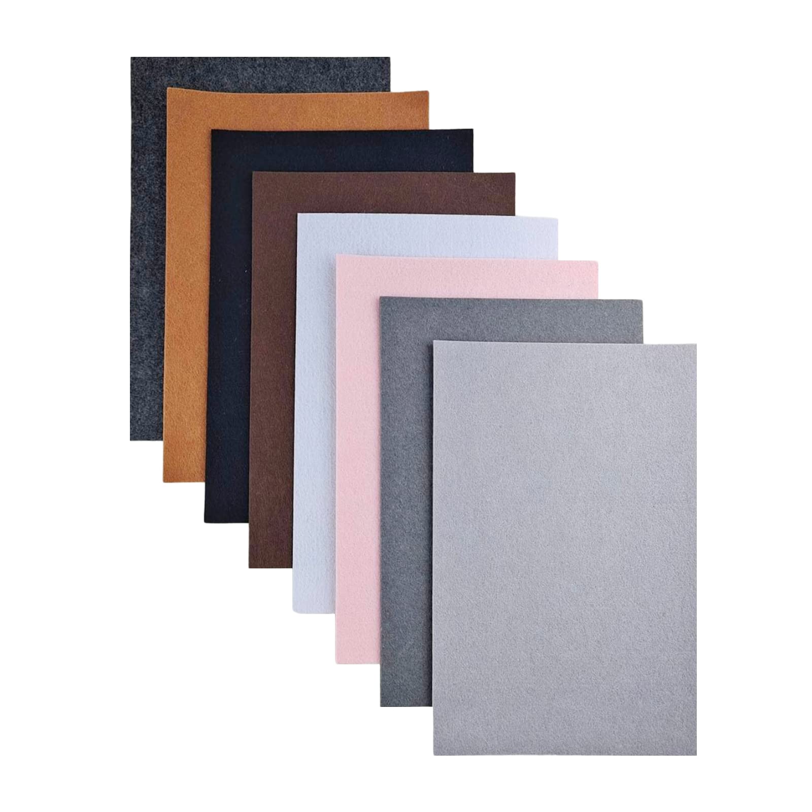 Jtnohx Stiff Felt Fabric for Crafts, 2mm Thick Colour Felt Sheets, 8 Pcs 20x30cm Craft Fabric for Sewing & DIY Projects(Grey Brown Series)