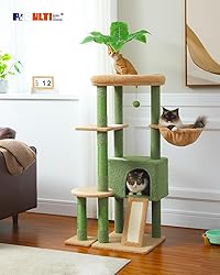 PEQULTI 53'' Cat Tree for Indoor Cats, Green Cat