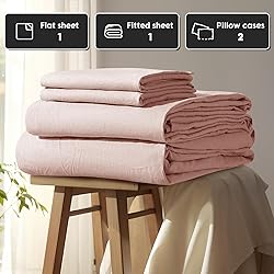 Shilucheng 100% French Linen Sheets - King Size Bed