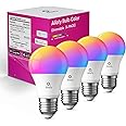 Ailofy LED Smart Light Bulbs, 16M Color Changing Dimmable, Works with Alexa & Google Assistant, RGBCW Colored Bulb, WiFi Light Bulbs, A19 E26, 9W 800LM, 1800K-6500K Tunable White, 4 Pack
