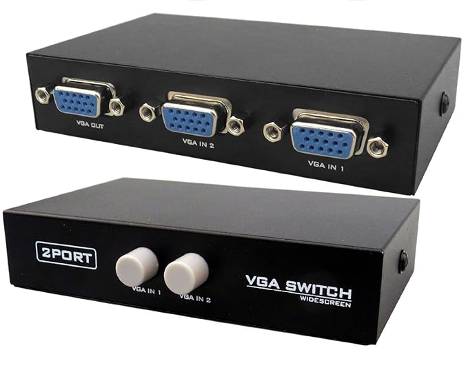 VIBOTON VGA 2 in 1 Out 2 Port VGA Switch Press Button Two Way VGA Video