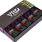 VRD Mens Dress Socks, Bamboo Rayon 5-Pack, Maroon, Burgundy Crew Length Mid-Calf Socks for Men Shoe Size 8-13