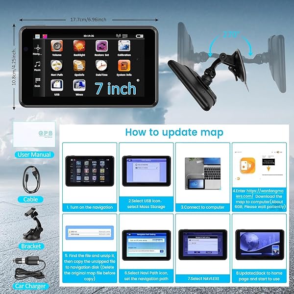 PRO GPS NAVIGATOR FOR CAR,RV/COMMERCIAL DRIVERS SEMI TRUCK,2025 16G 7″ NORTH AMERICA/EU DUAL MAP,VOICE TURN DIRECTION GUIDANCE,FREE LIFETIME MAP UPDATE,CUSTOM TRUCK ROUTING