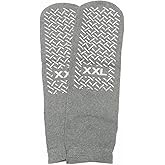 Comfort Axis 6 Pairs of Single Sided Non-Skid Travel Slipper Ankle Socks, Gray (XX-Large)