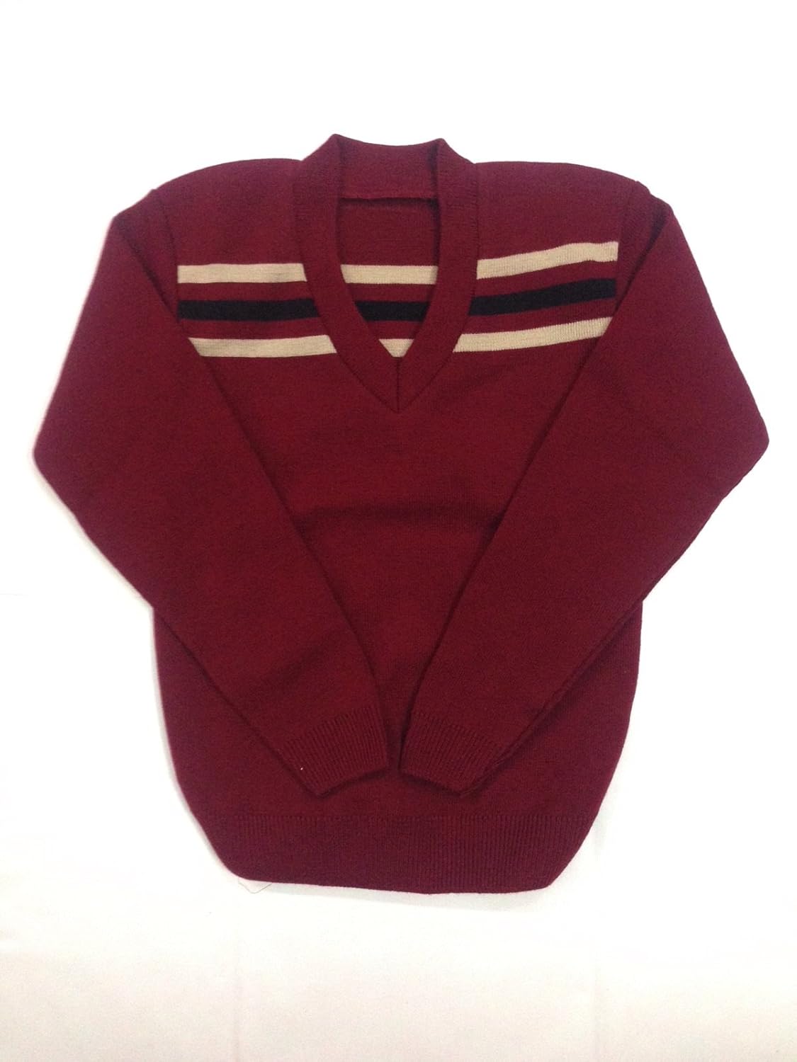 ashish oswal new dav school uniform vneck maroon sweater with stripes