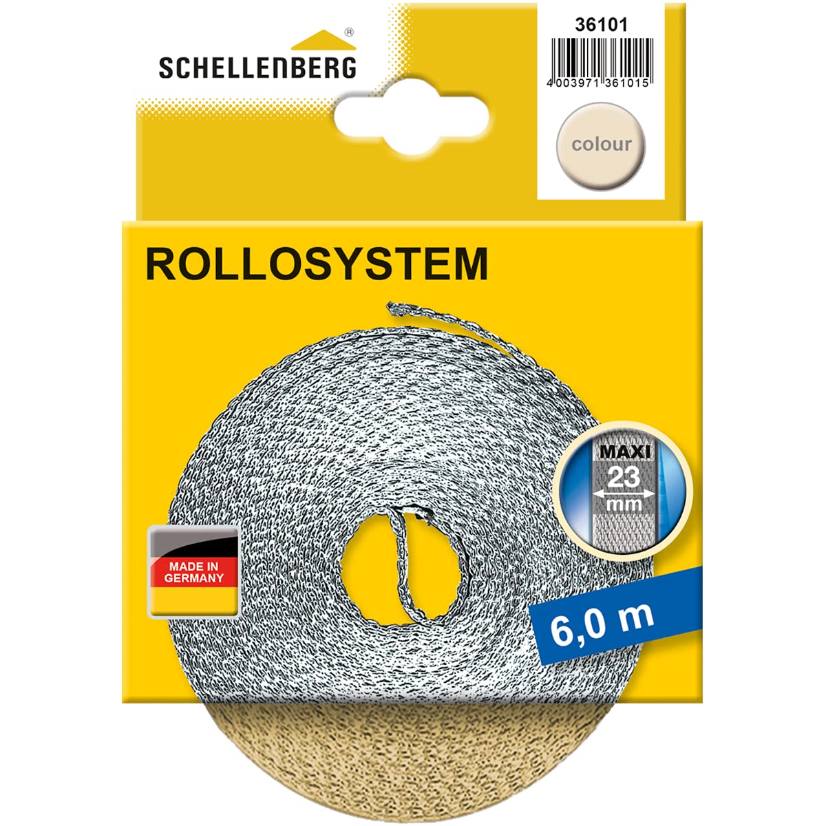 Schellenberg Maxi 23 mm Width/12 M 31101 Strap for Roller Shutter for Window System, 36101