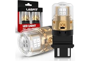 LASFIT L2 3157 LED Bulbs Red Brake Light, 2025 Upgraded 500% Super Bright Automotive Tail Brake Lights, 3056 3057 3156 4057 4157 3457 Replacement with Projector Lens, Stop Parking Light, 2pcs(Red)