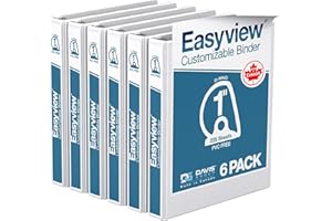 EasyView Premium 1-Inch Binders with Clear-View Covers, 3-Ring Binders for School, Office, or Home, Colored Binder Notebooks,