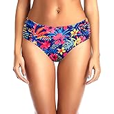 Tempt Me Women Bikini Bottoms Mid Waist Bathing Suit Swimsuit Ruched Swim Bottom