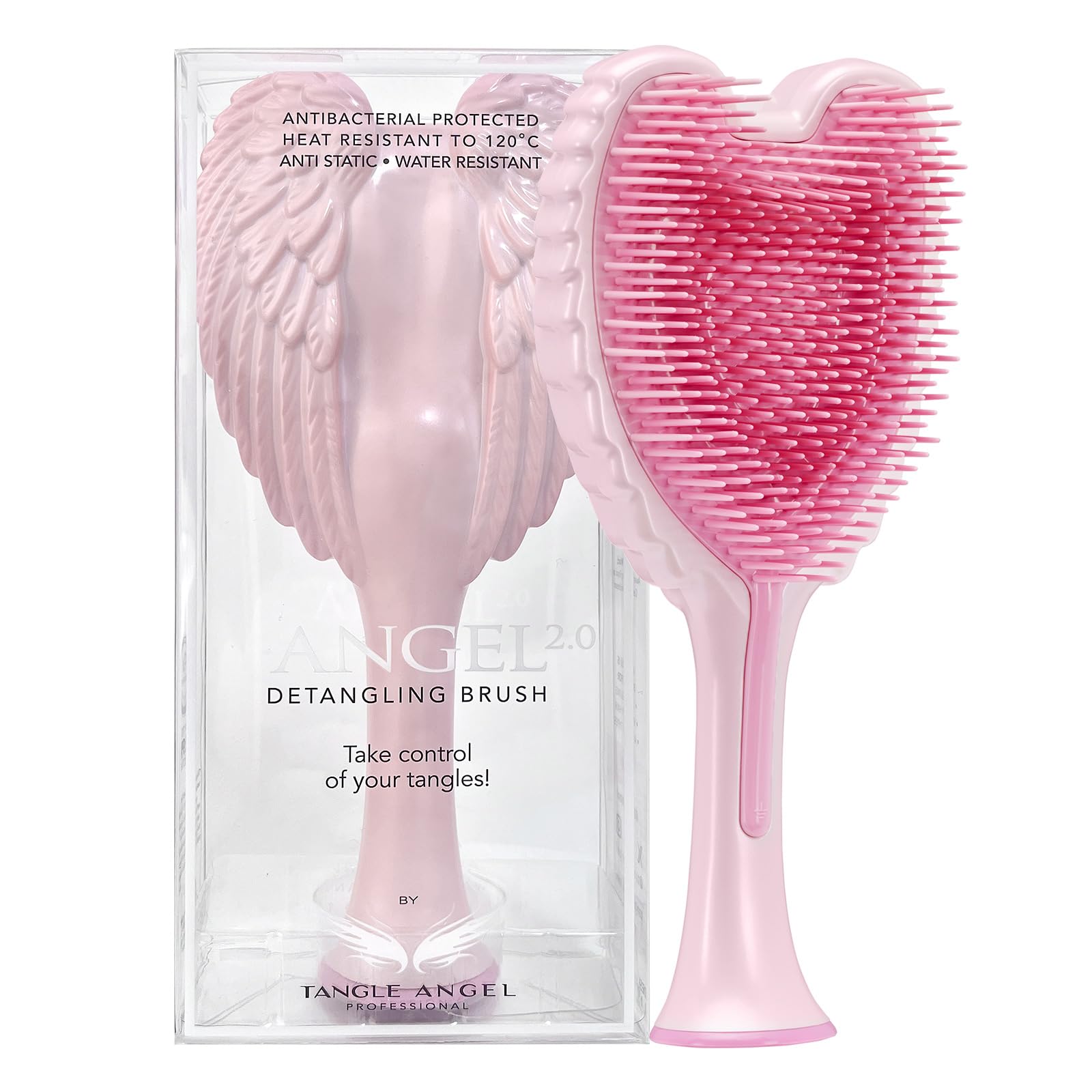 Tangle Angel Hair Extension Brush - Anti Static Soft Bristle Paddle Brush for Straight or Wavy Hair - Angel Wings Shower & Blow Drying Detangler Hairbrush for Women - Gloss Pink