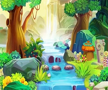 Amazon Com Lfeey 10x10ft Magic Forest Falls Background Dreamy Jungle Misty Nature Landscape Photography Backdrop Fairy Tale Fantasy Wonderland Woods Tree Stone Cartoon River Stream Photo Studio Props Wallpaper Camera