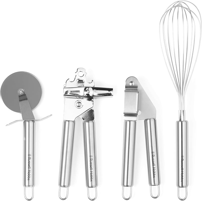 Russell Hobbs 4 Piece Kitchen Tool Set - Stainless Steel Utensils