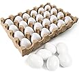 SallyFashion 24 PCS White Wooden Eggs Easter Eggs for Children, DIY Game, Kitchen Craft Adornment, Toy Foods
