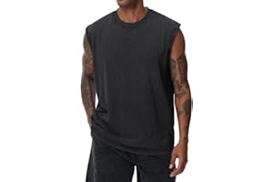 KEEPSHOWING Mens Cotton Sleeveless Tank Tops Cut Off Muscle Gym T Shirts Running Beach Loose Fit Tees